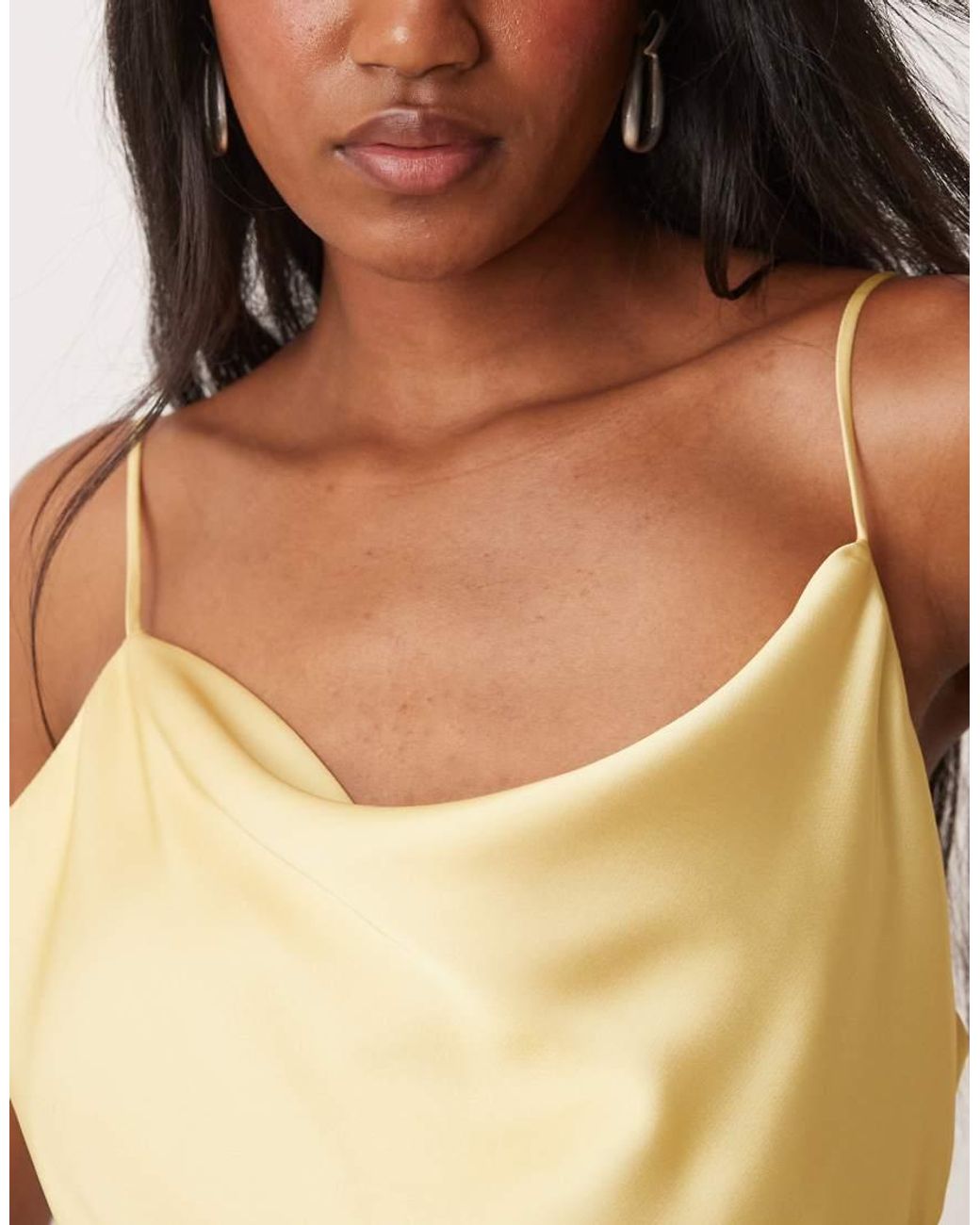 Vila Natural Satin Cowl Neck Maxi Dress