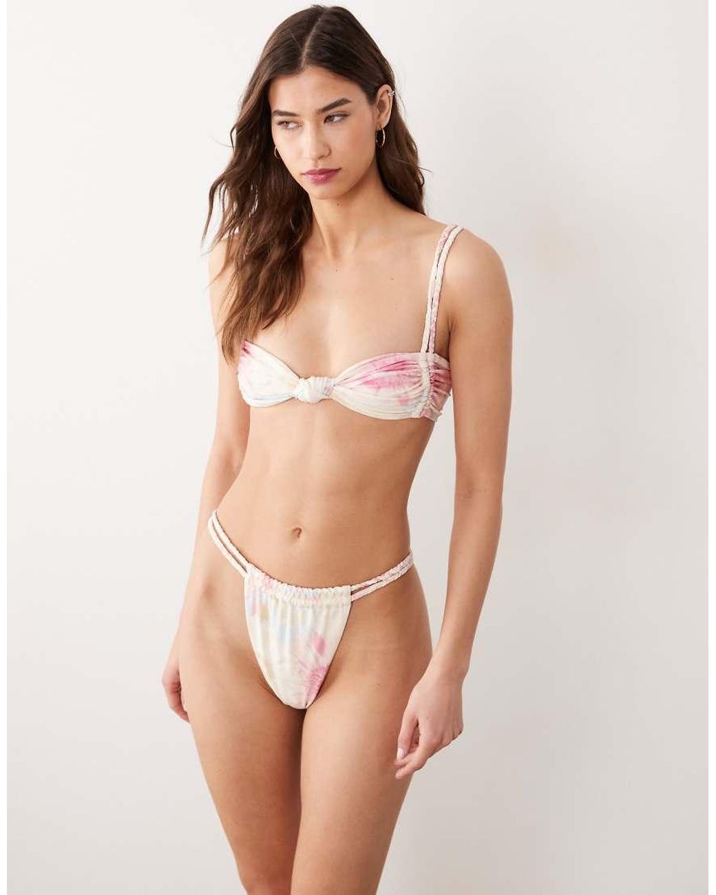 Miss Selfridge Multicolor Knot Braided Strap Bikini Top