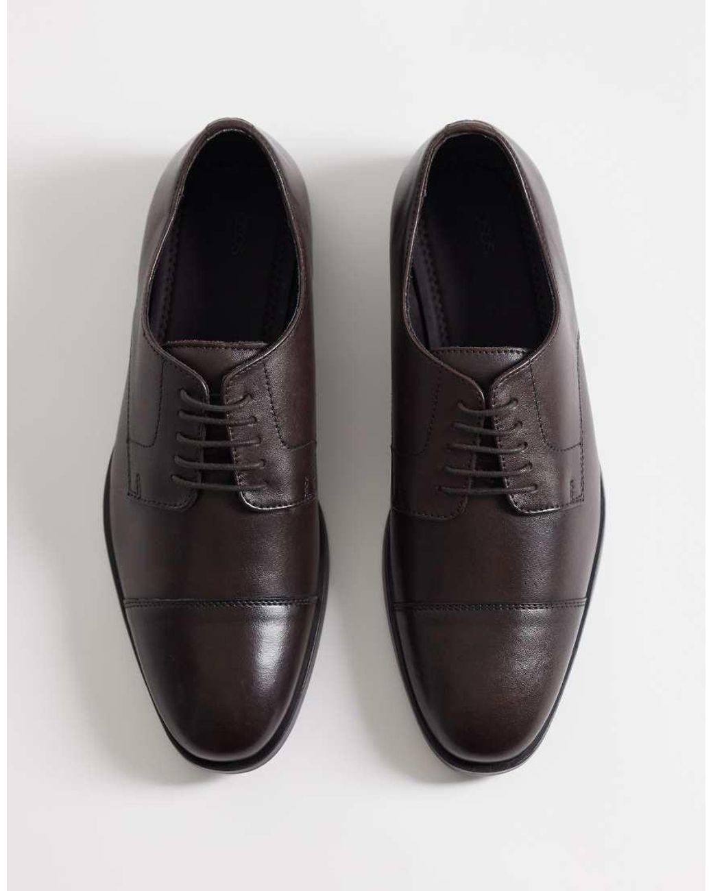 ASOS Brown Lace Up Derby Shoes With Toe Cap for men