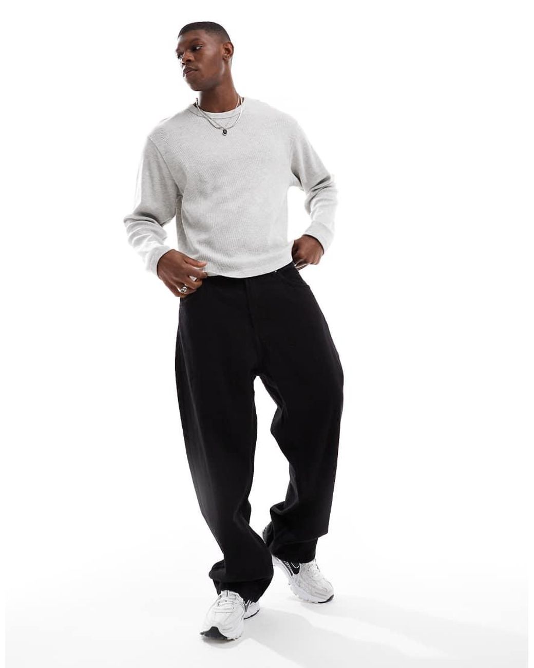 Cotton On Gray Long Sleeve Waffle T-shirt for men