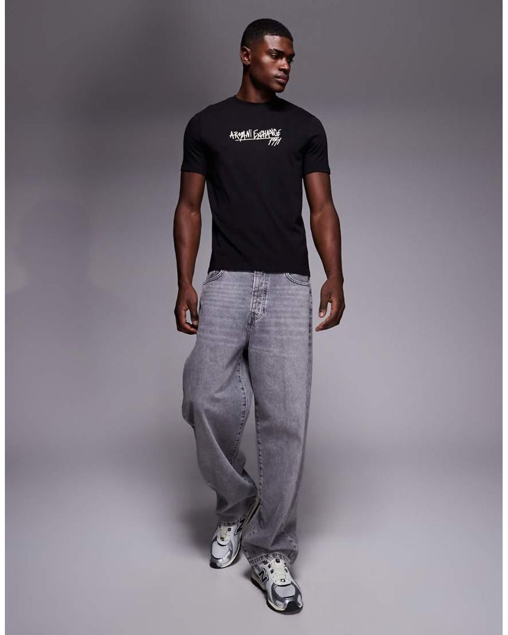 ARMANI EXCHANGE Black Logo T-Shirt for men