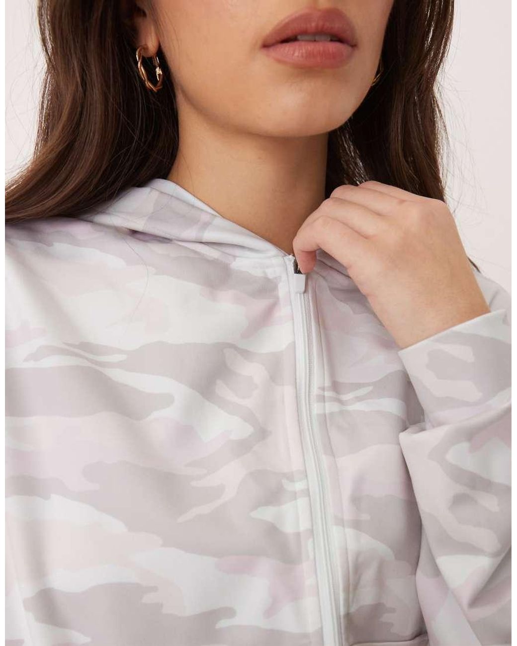 Hollister White Gilly Hicks Slouchy Crop Full Zip Hoodie Co-Ord