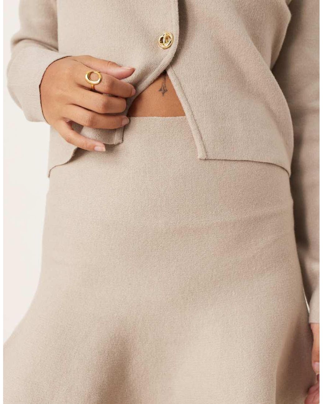 Vila Natural Structured Knit Mini Skirt Co-Ord