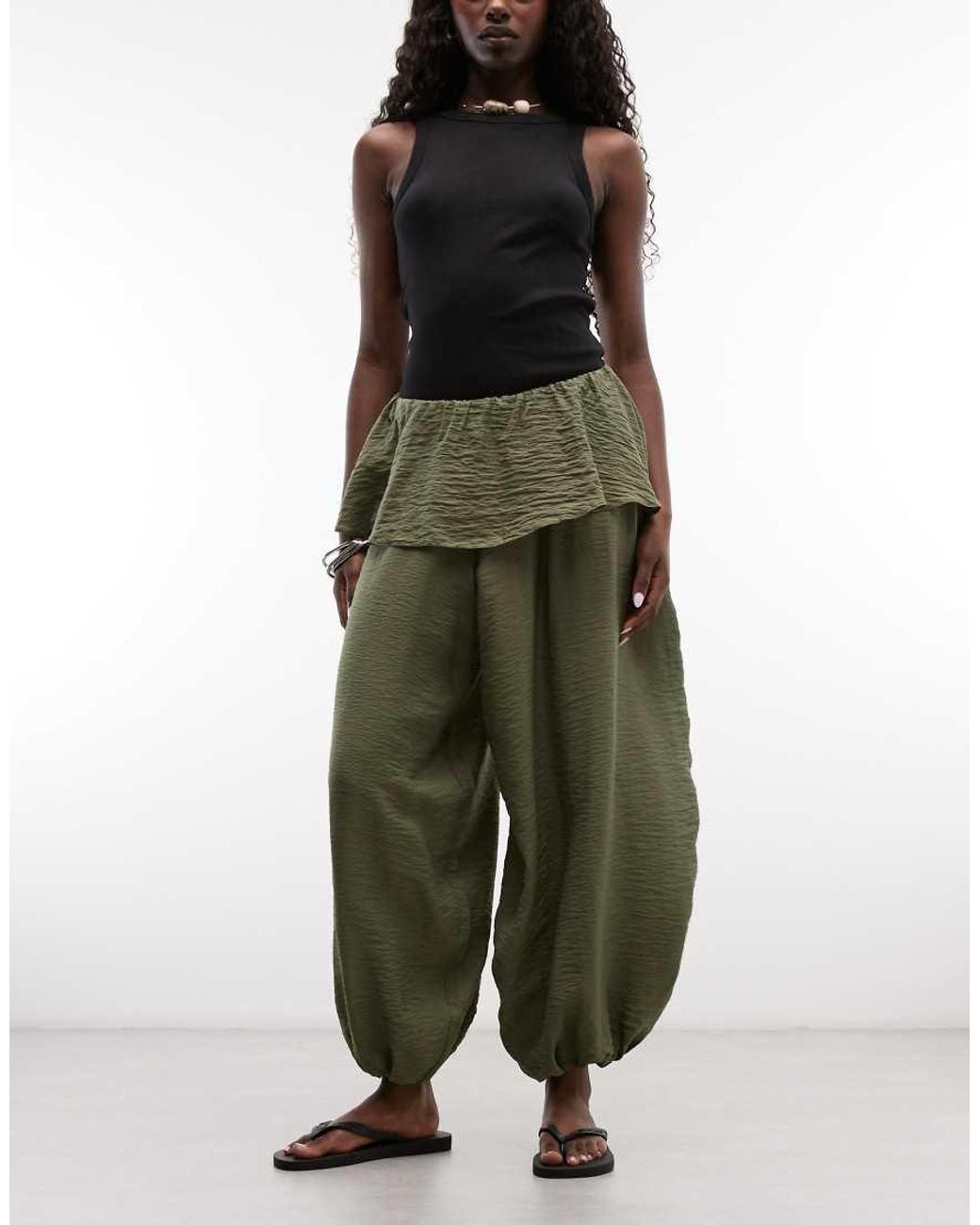 ASOS Green Skirt Detail Balloon Trousers