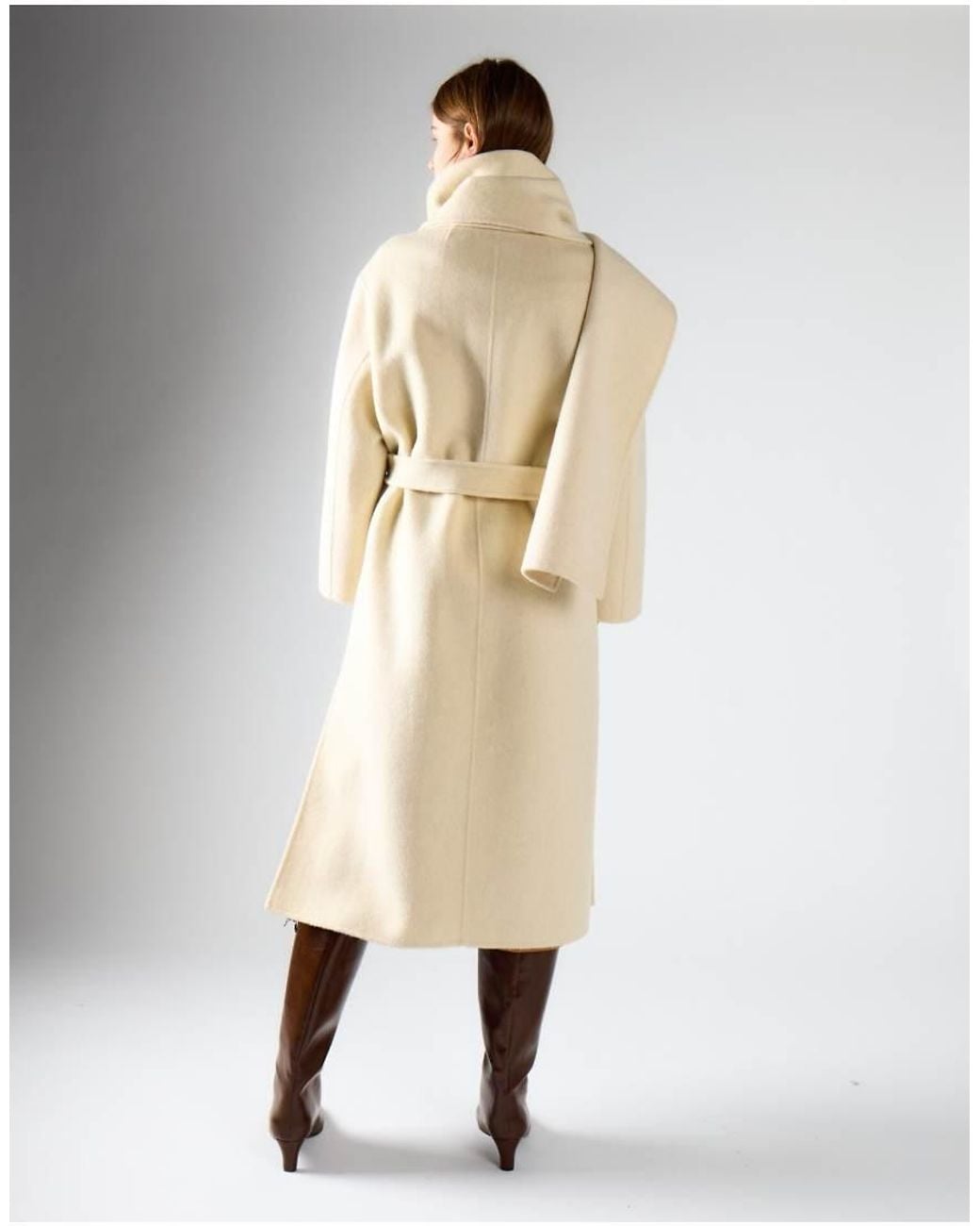 Glamorous Natural Belted Wool Wrap Coat