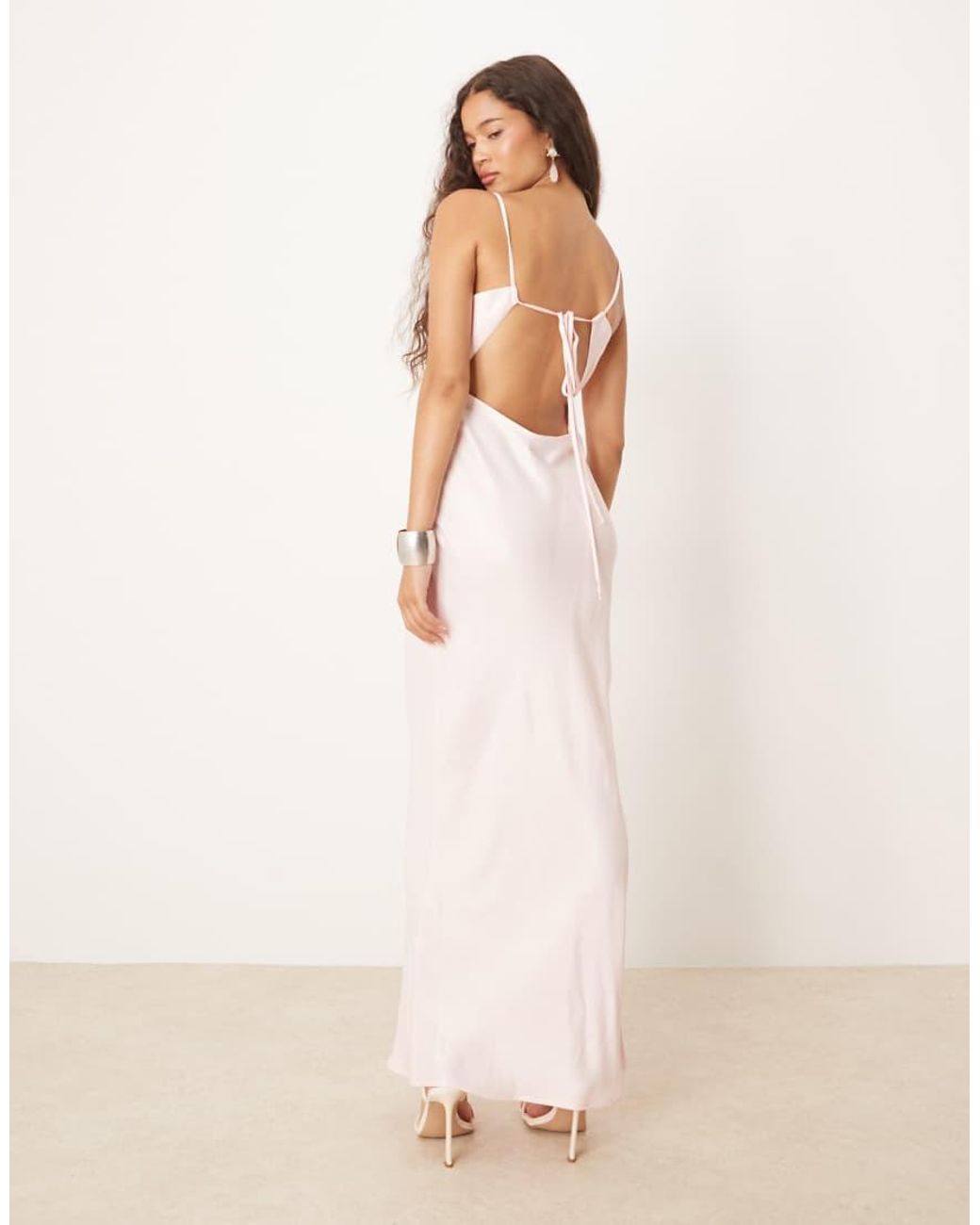ASOS Pink Satin Tie Back Maxi Dress