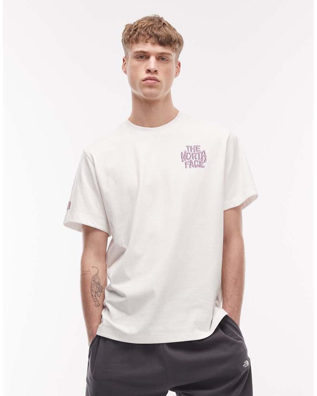 The North Face White Drip Logo Relaxed Backprint T-shirt for men