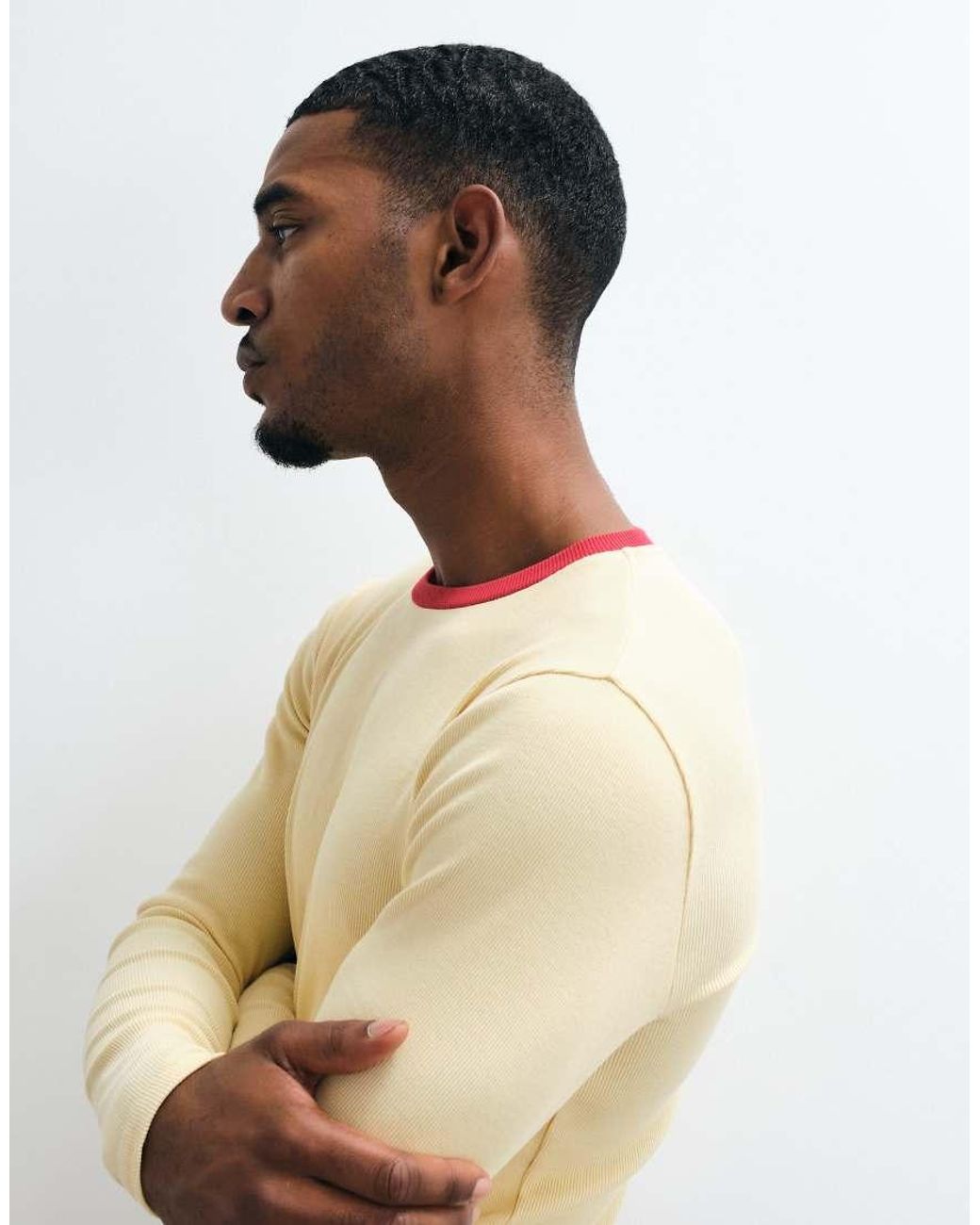 ASOS Natural Muscle Fit Long Sleeve Ringer T-shirt for men