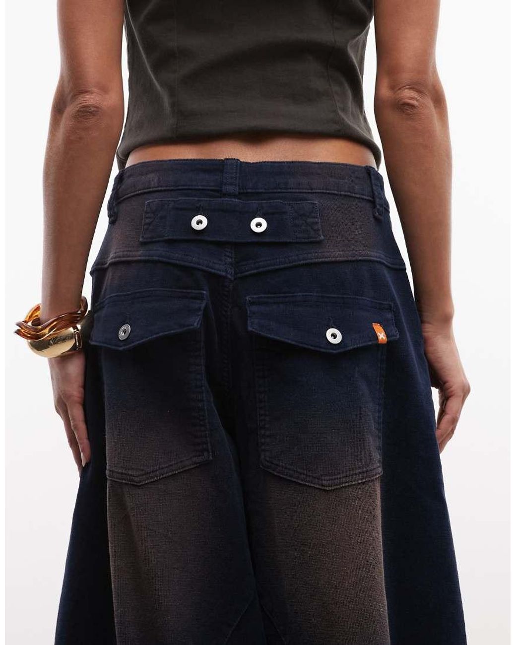 Collusion Blue Xl Balloon Cord Jeans With Contrast Stitch