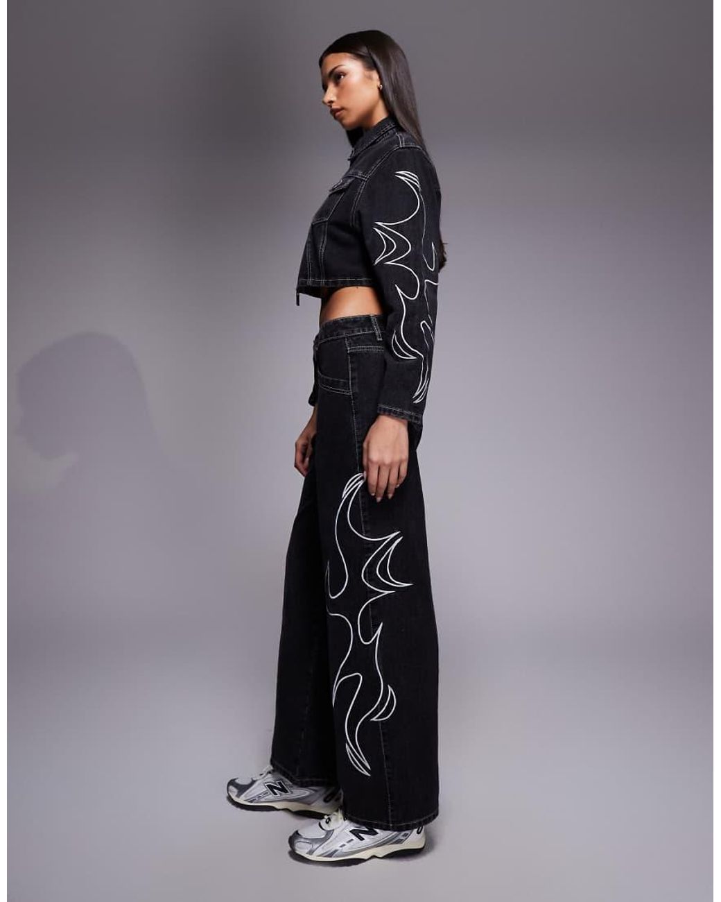 Liquor N Poker Blue Relaxed Low Rise Jeans With Applique Detail