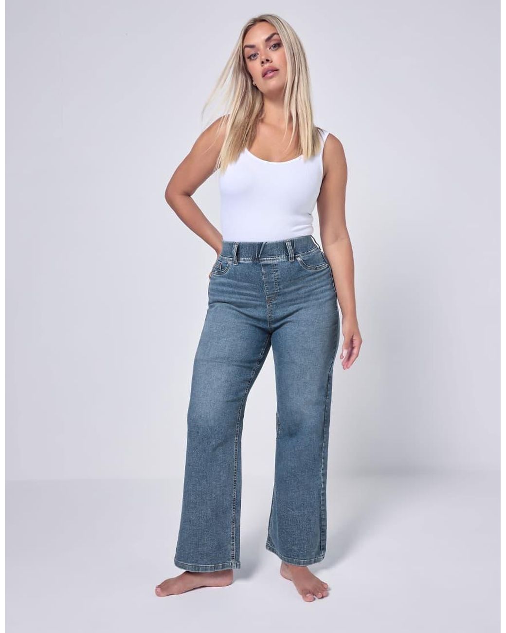 Yours Clothing Blue Wide Leg Jeggings