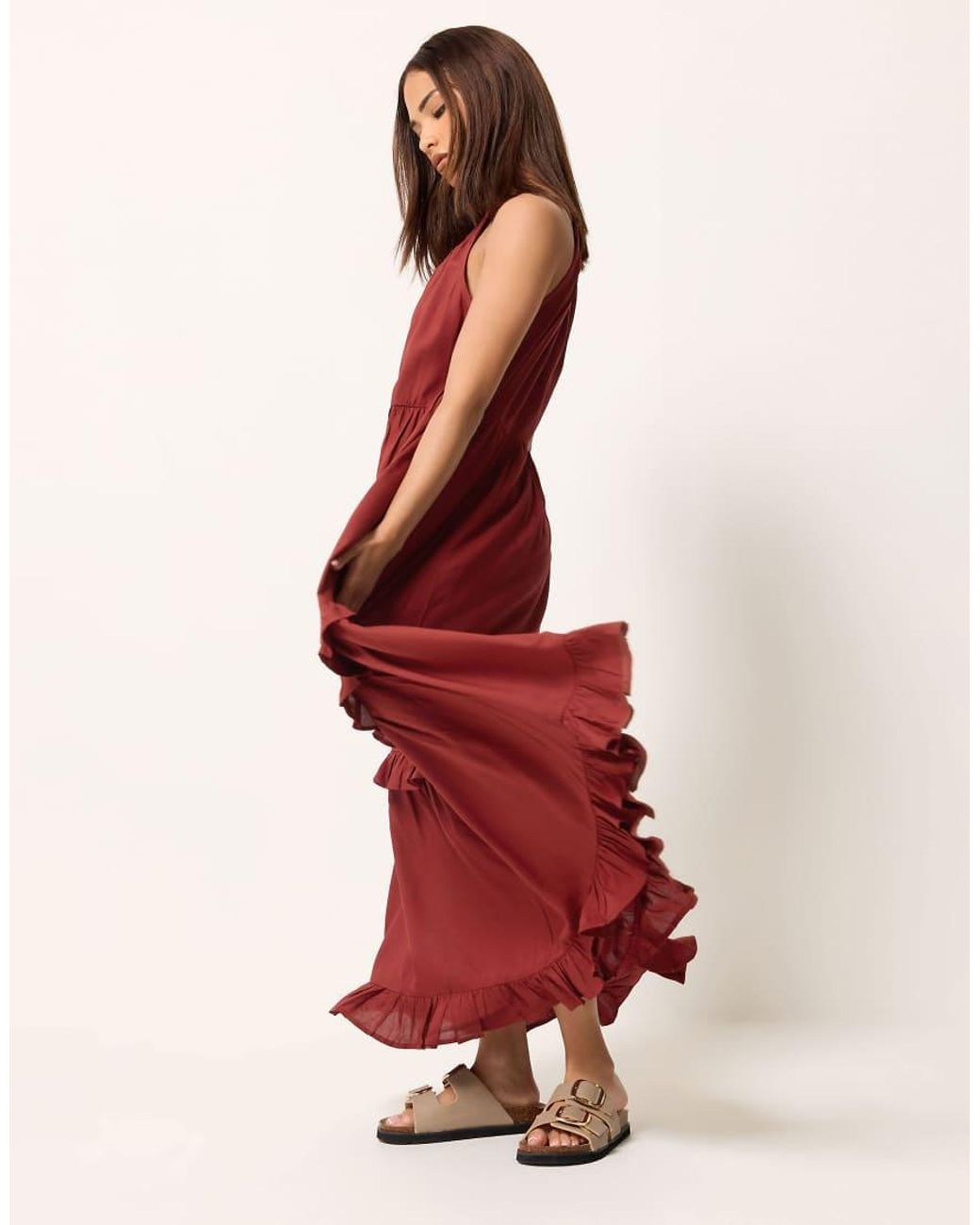 PixieGirl Red Petite Halter Neck Maxi Dress