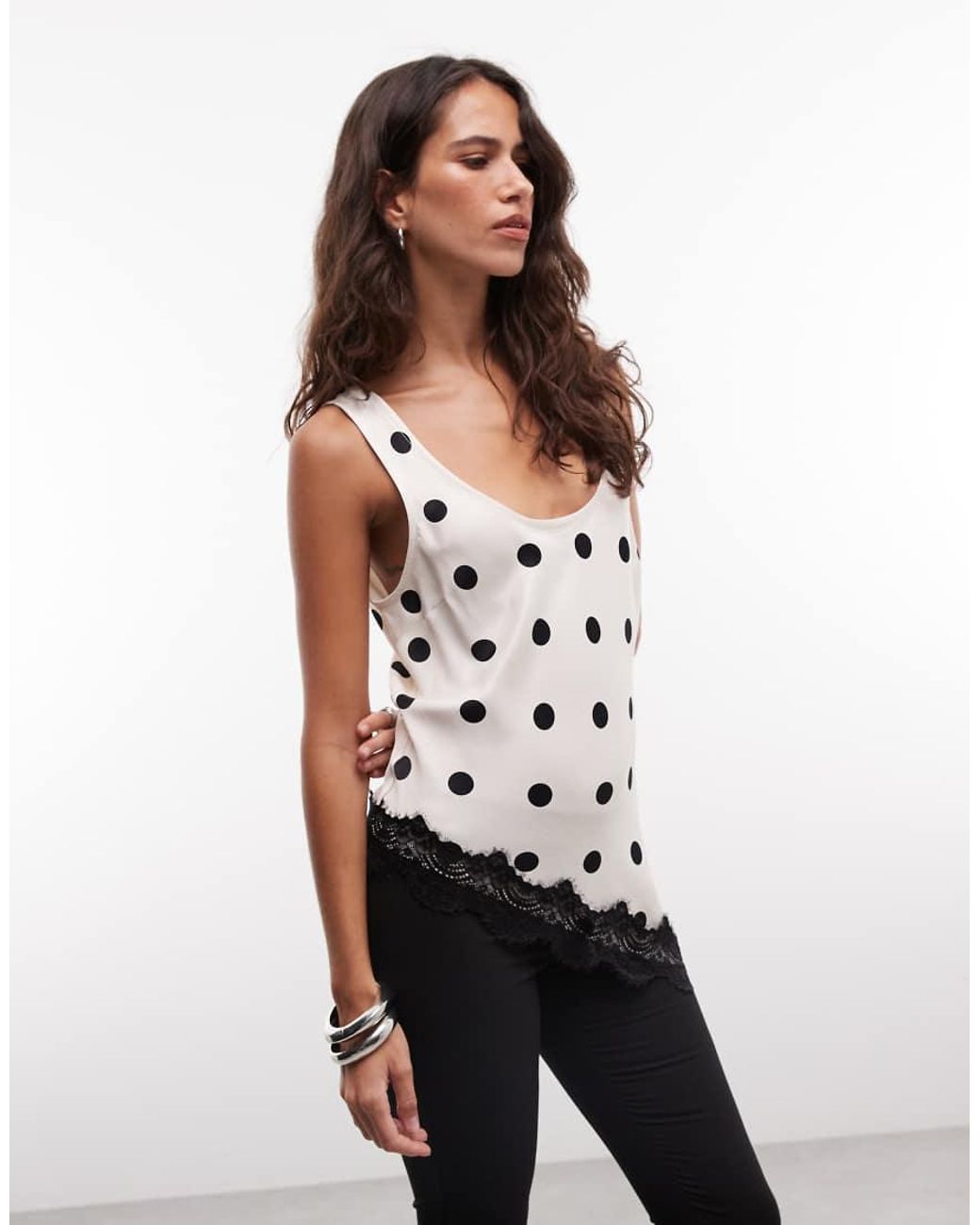 Reclaimed Vintage White Satin Asymmetric Cami Top