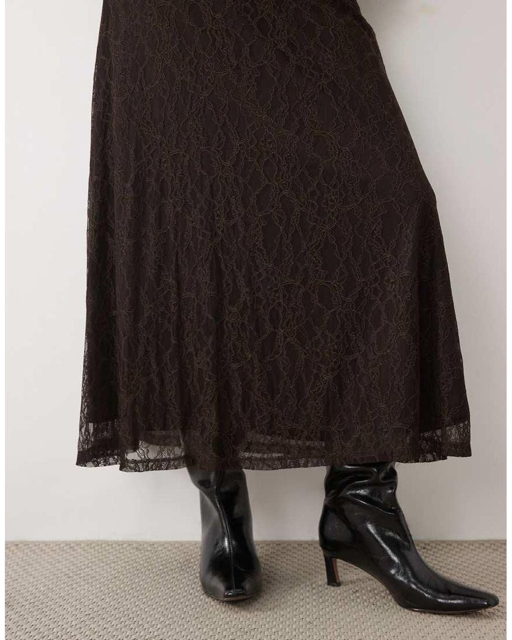 New Look Black Lace Midi Skirt With Hanky Hem