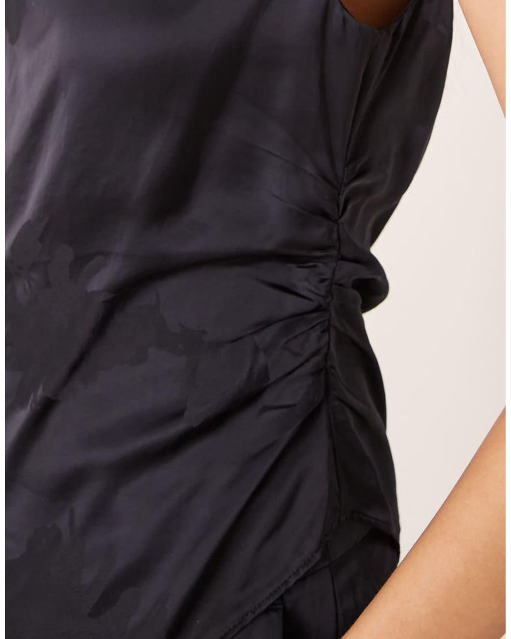 ASOS Blue Tailored Satin Jacquard Ruched Top Co-ord