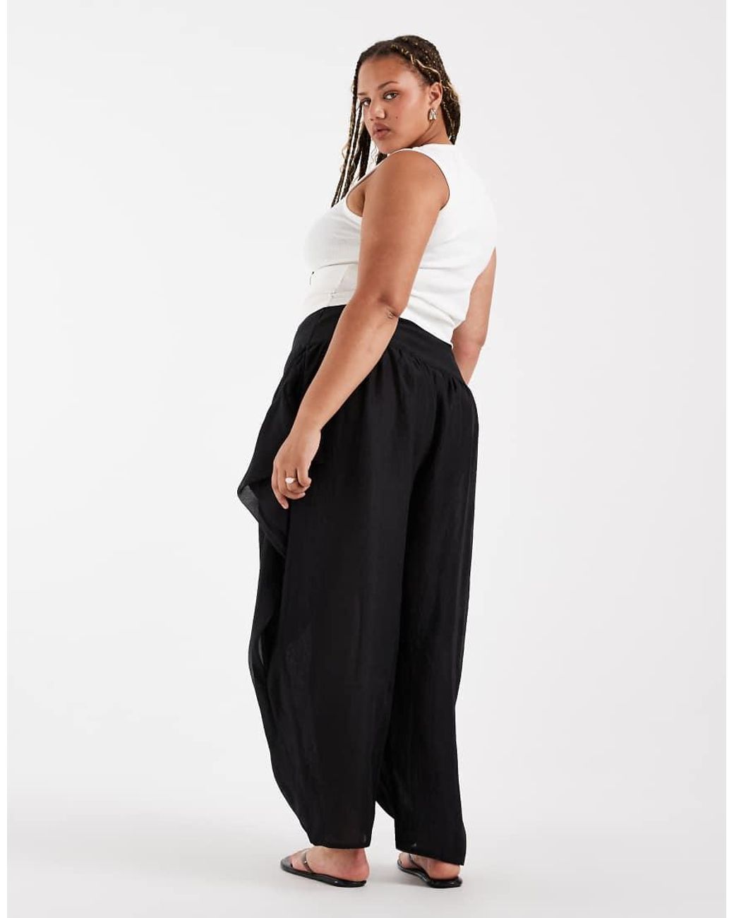 ASOS Black Curve Tailored Waterfall Detail Balloon Pants