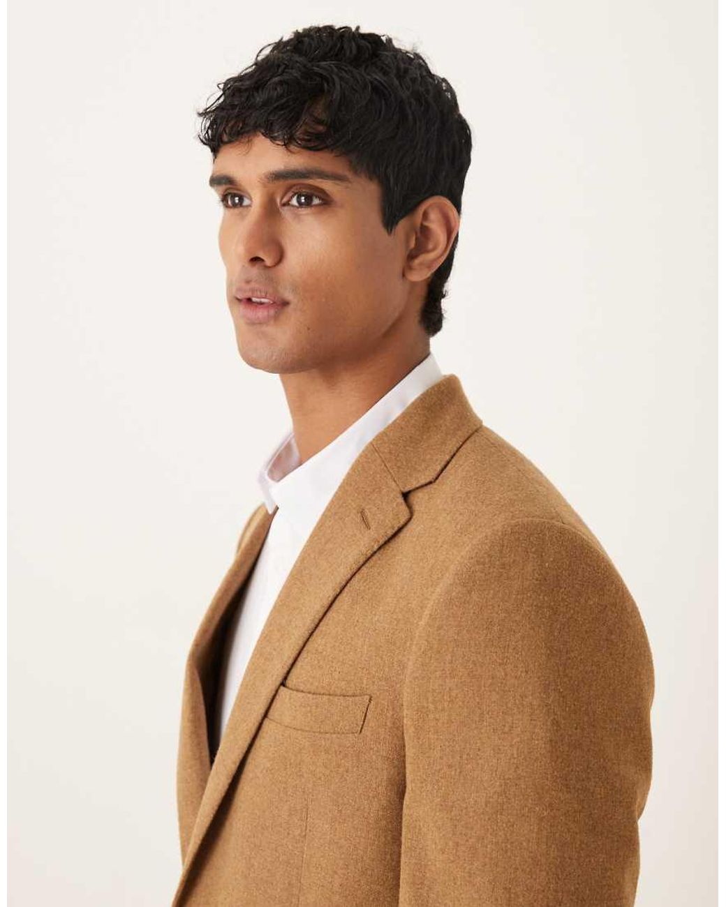 ASOS Natural Wool Blend Slim Suit Jacket for men
