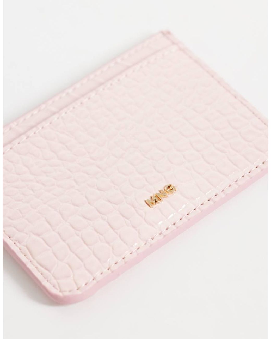Mango Pink Croc Effect Card Holder