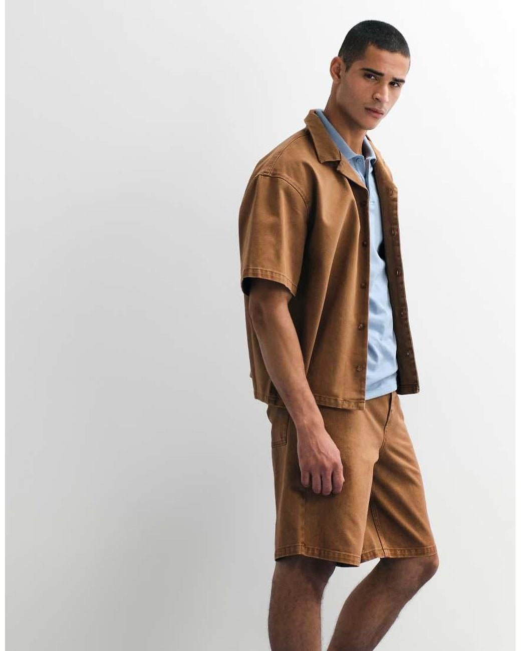 ASOS Natural Loose Denim Jorts for men