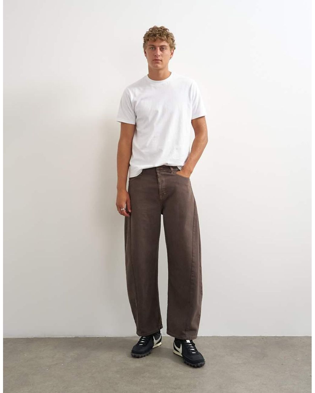 Topman White Rigid Barrel Fit Jean for men