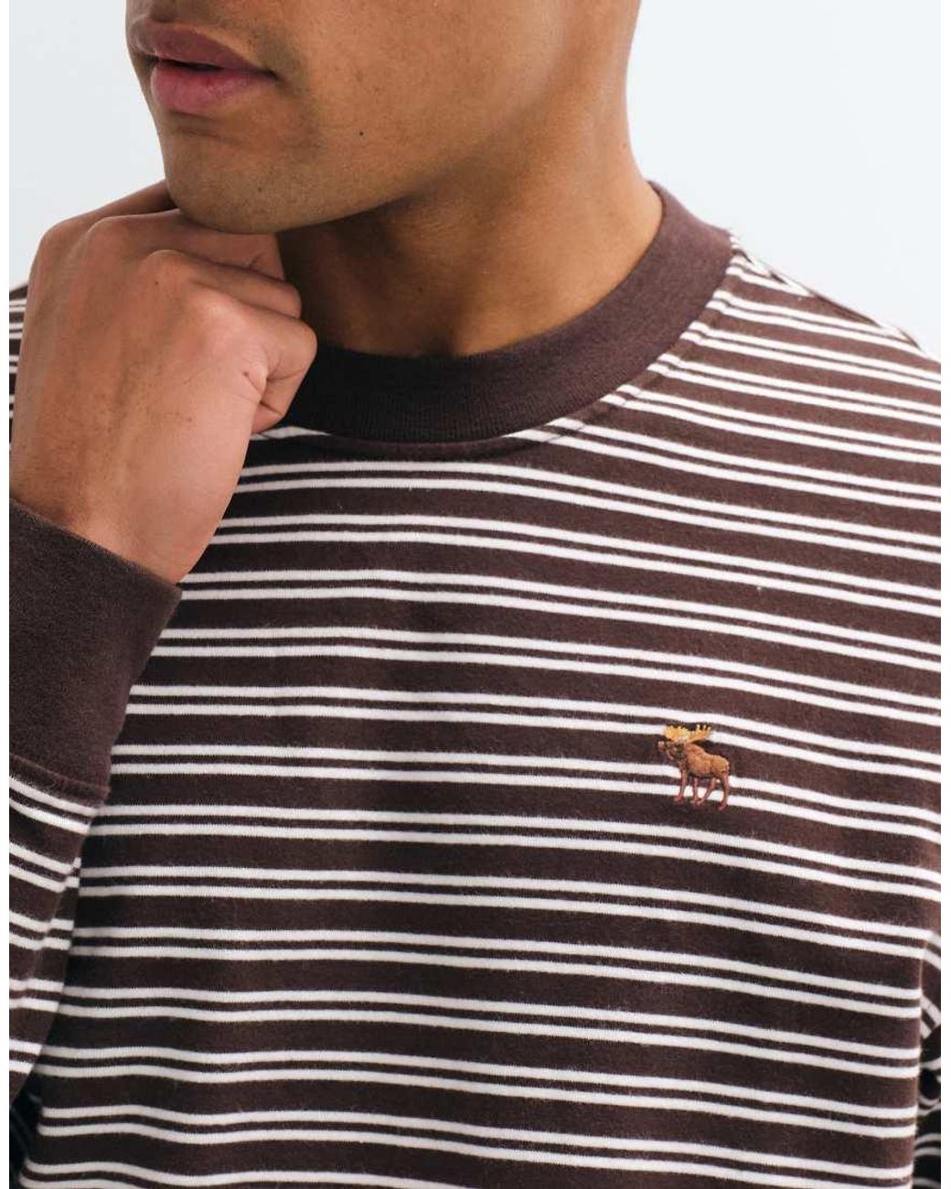 Abercrombie & Fitch Gray Icon Logo Heavyweight Long Sleeve T-shirt for men
