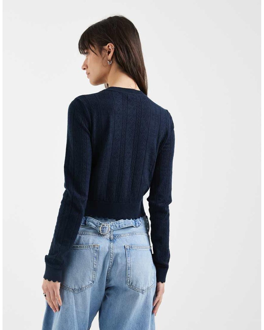 Tommy Hilfiger Blue Pointelle Cardigan