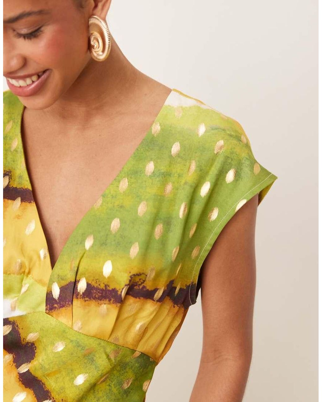 Never Fully Dressed Yellow Metallic Midaxi Dress