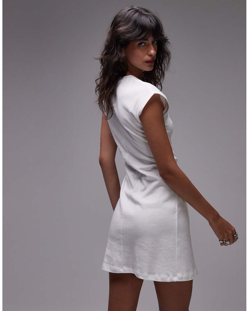 TOPSHOP Purple Cinch Waist Structured Mini Dress
