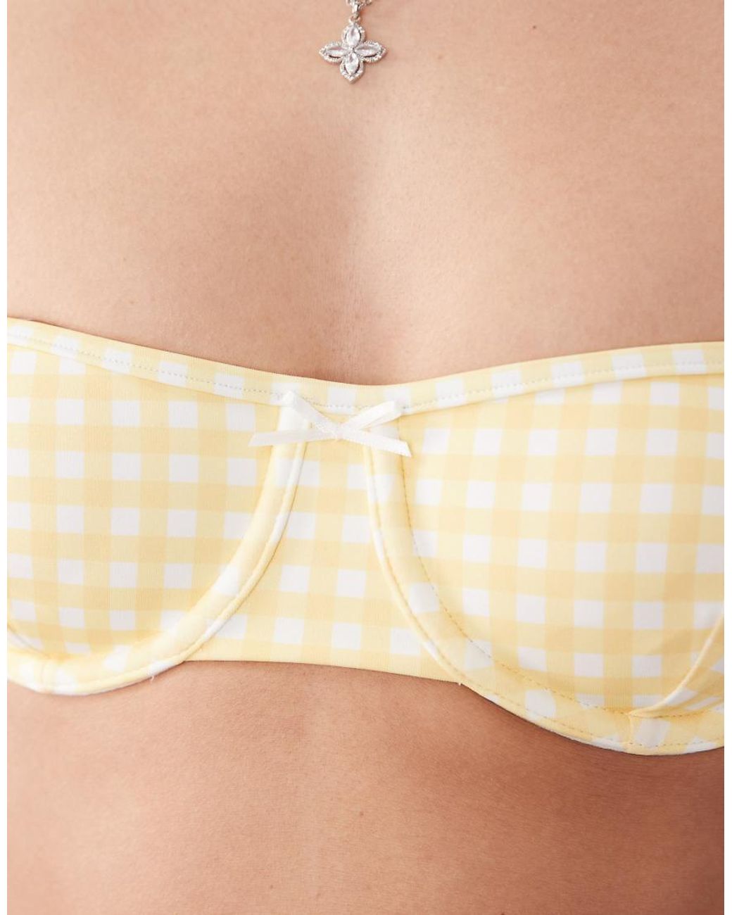 Free Society Yellow Gingham Underwire Bikini Top