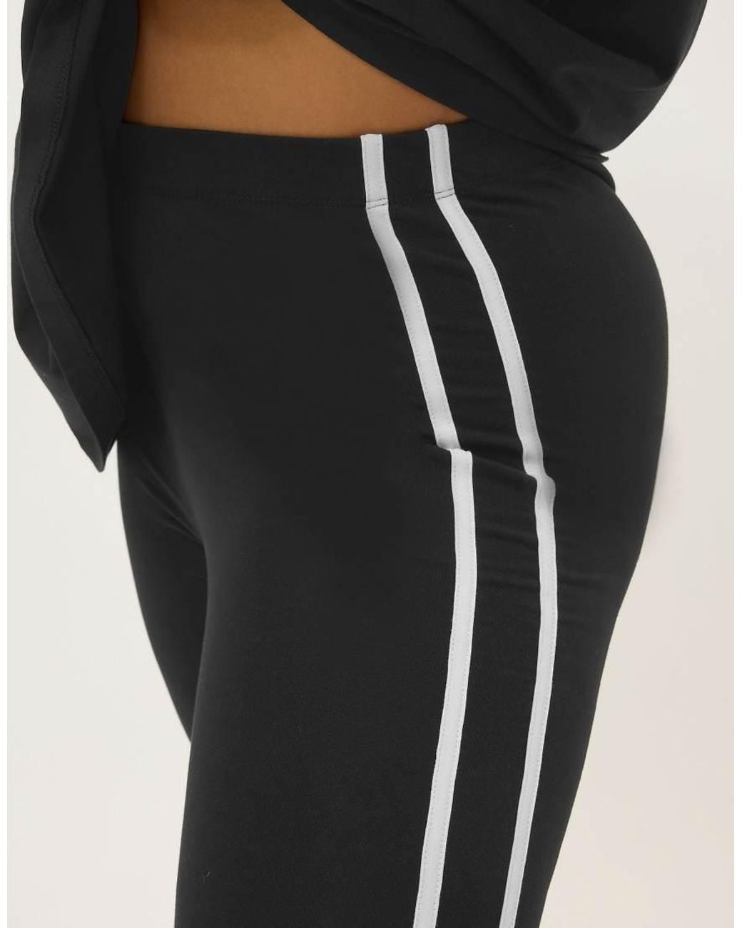 Yours Clothing White Side Stripe Active Leggings