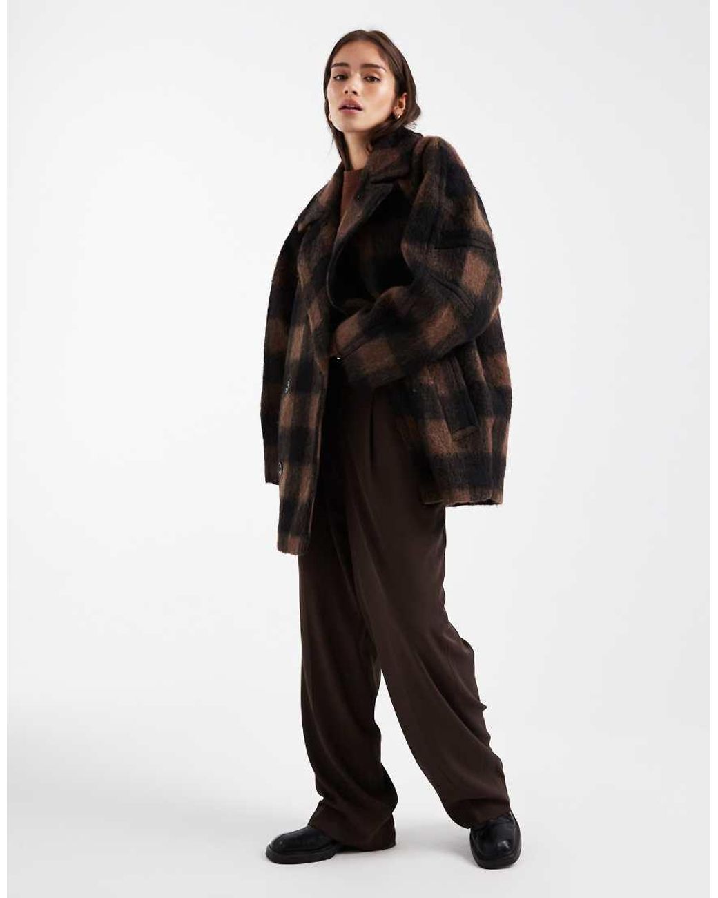 ASOS Black Premium Oversized Wool Blend Pea Coat