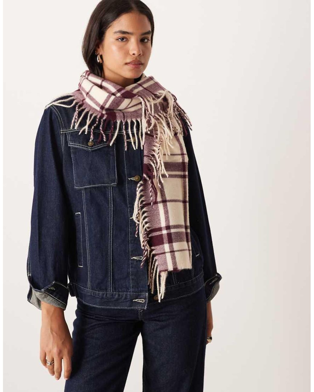 ASOS Blue Scarf With Side Fringing