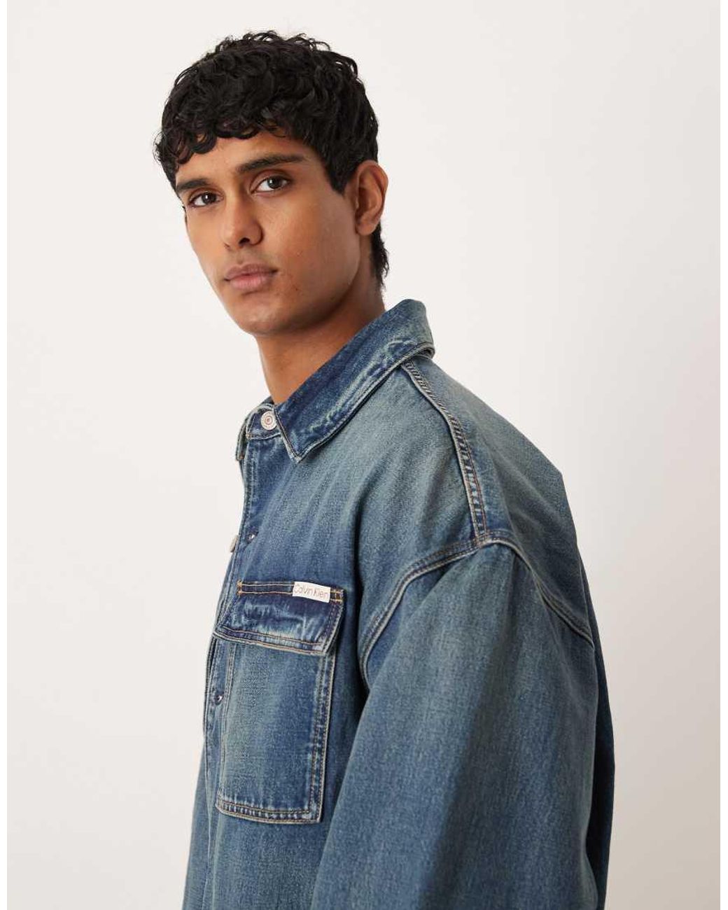 Calvin Klein Blue Oversized Denim Jacket for men