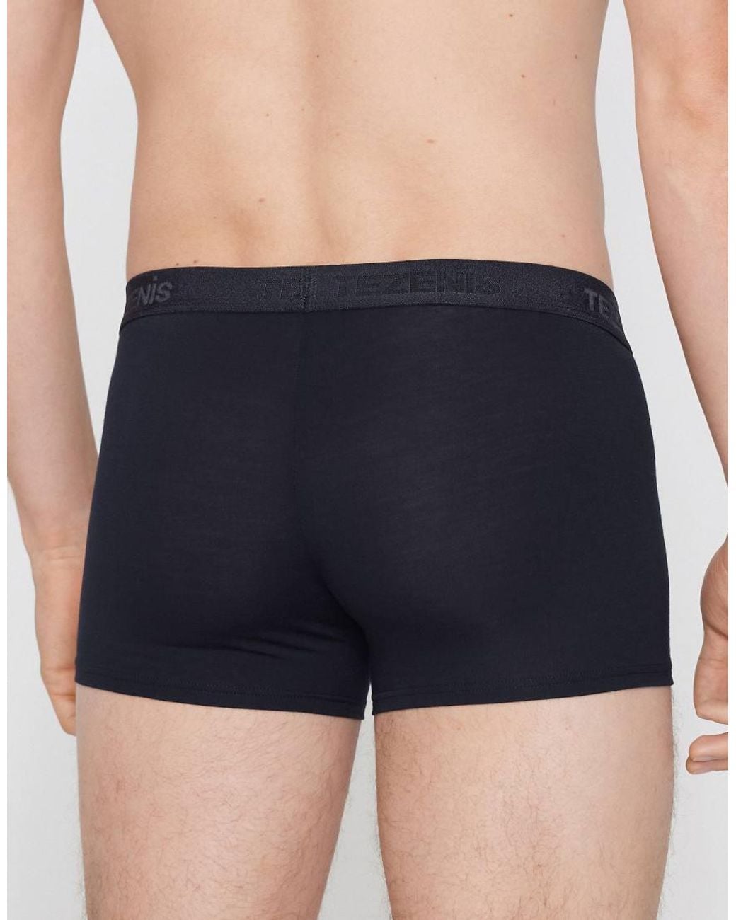 Tezenis Blue Stretch Viscose Boxers With Logo Elastic for men