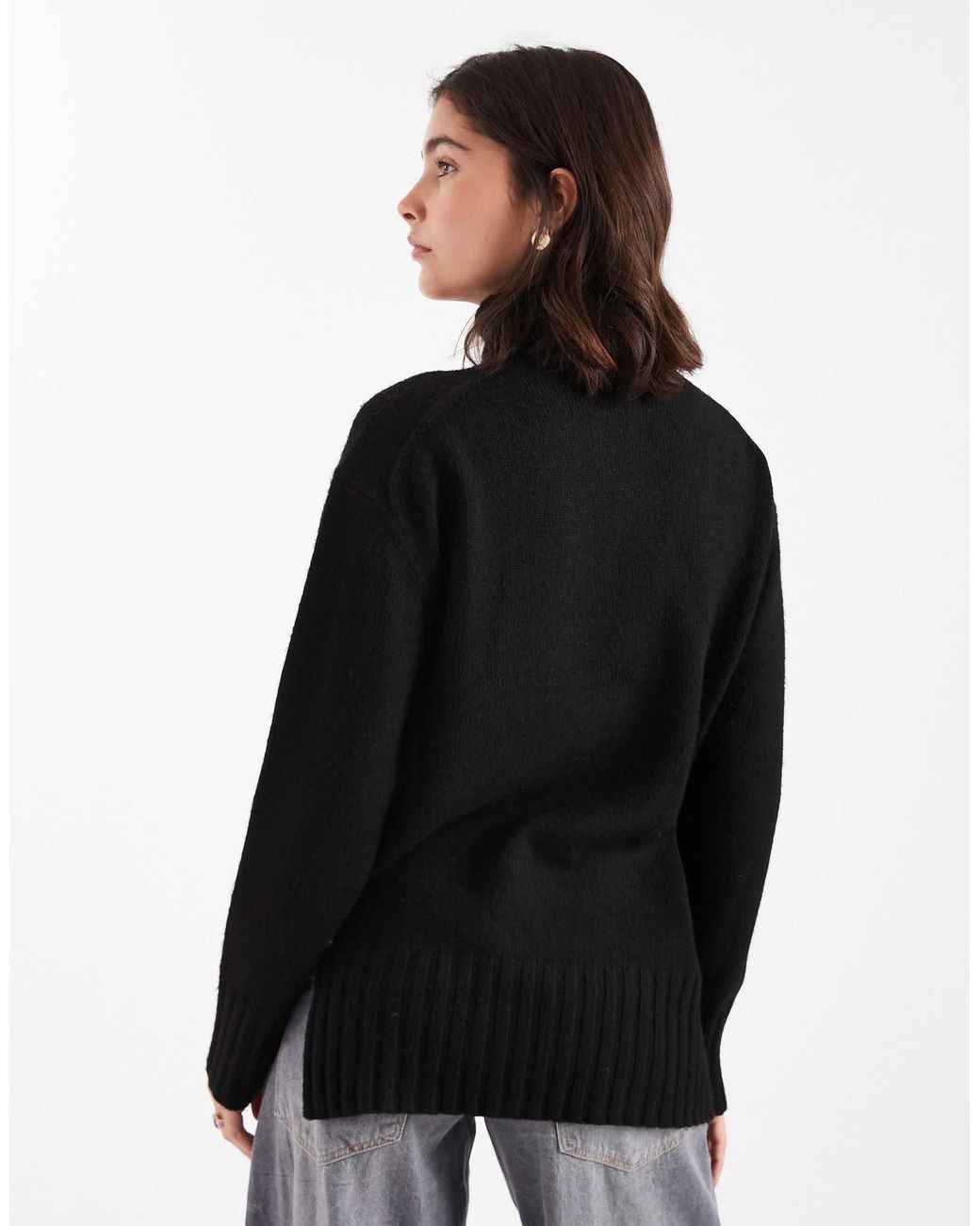 Threadbare Black Chunky Knit Roll Neck Jumper