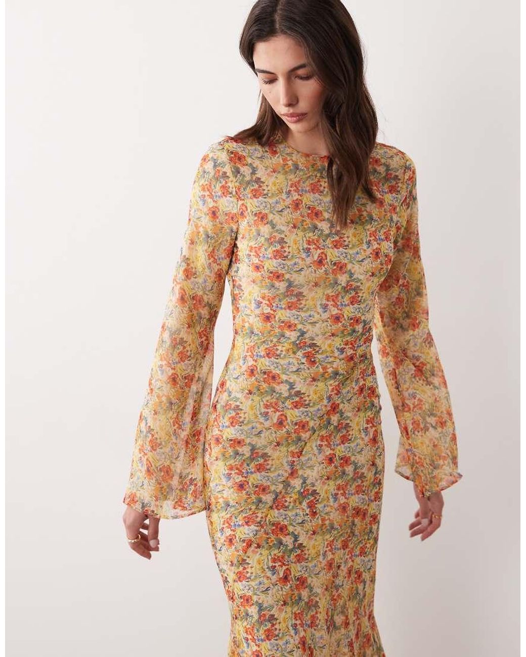 ASOS Natural Flare Sleeve Maxi Dress