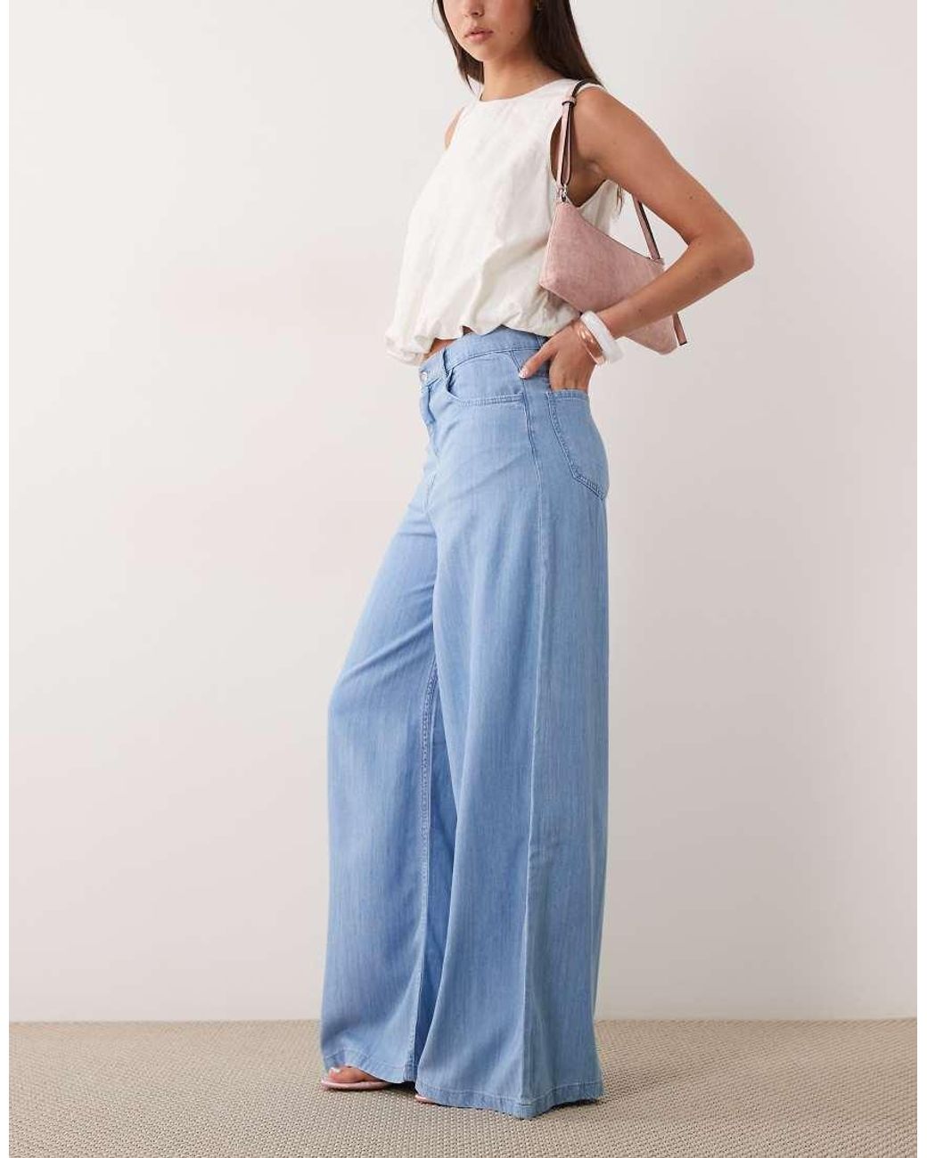 Mango Blue Eva Mid Rise Straight Leg Denim Jean Co-Ord
