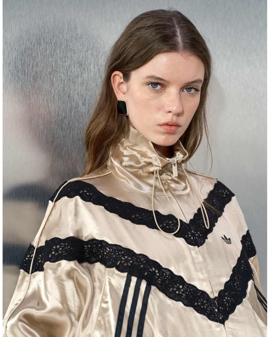 adidas Originals x ASOS Natural Track Jacket With Lace Detail