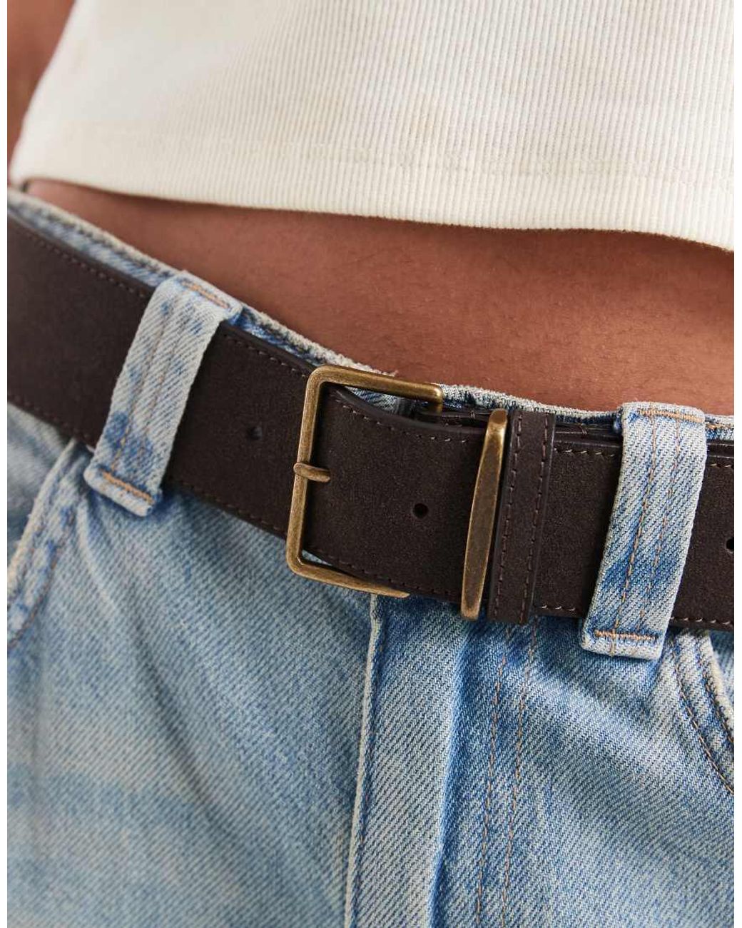ASOS Gray Waist And Hip Wide Square Buckle Belt