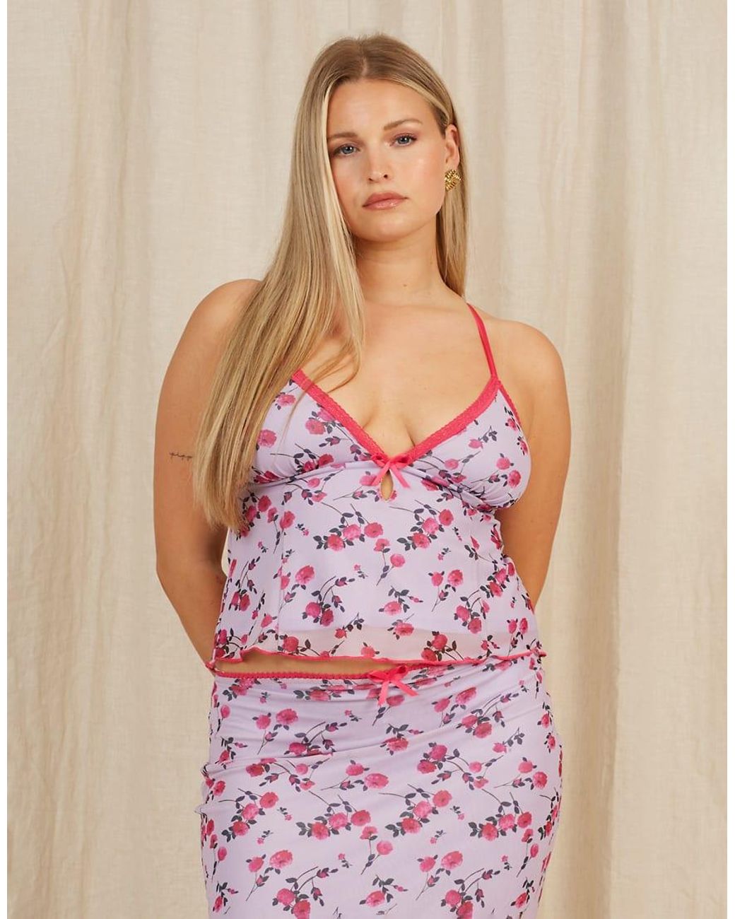 Going Somewhere Purple Mesh Camisole Top With Lace Trim