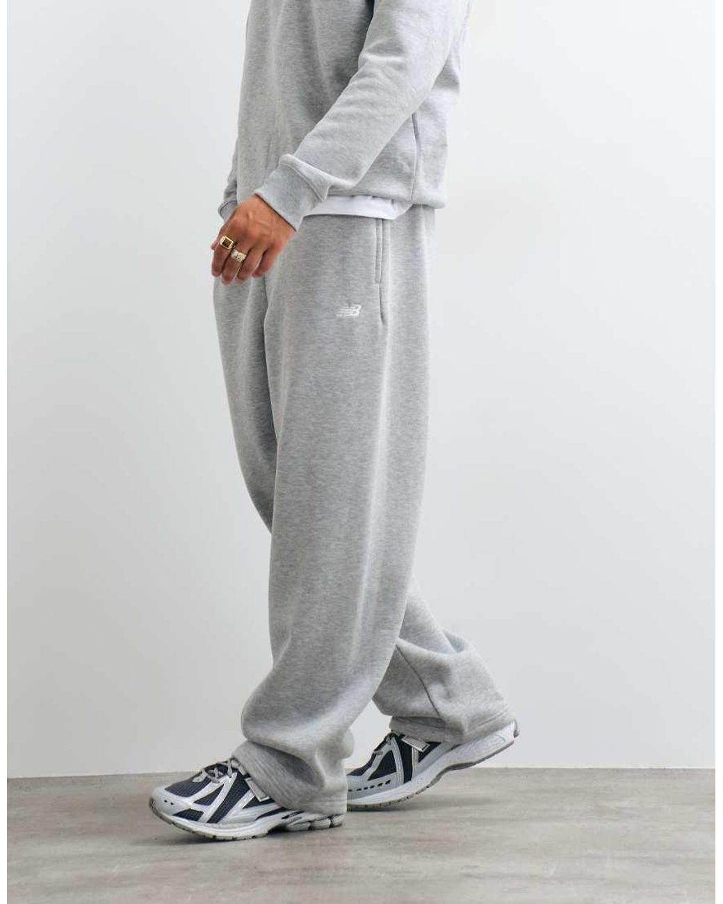 New Balance Gray Sport Essentials Fleece Trackpant for men