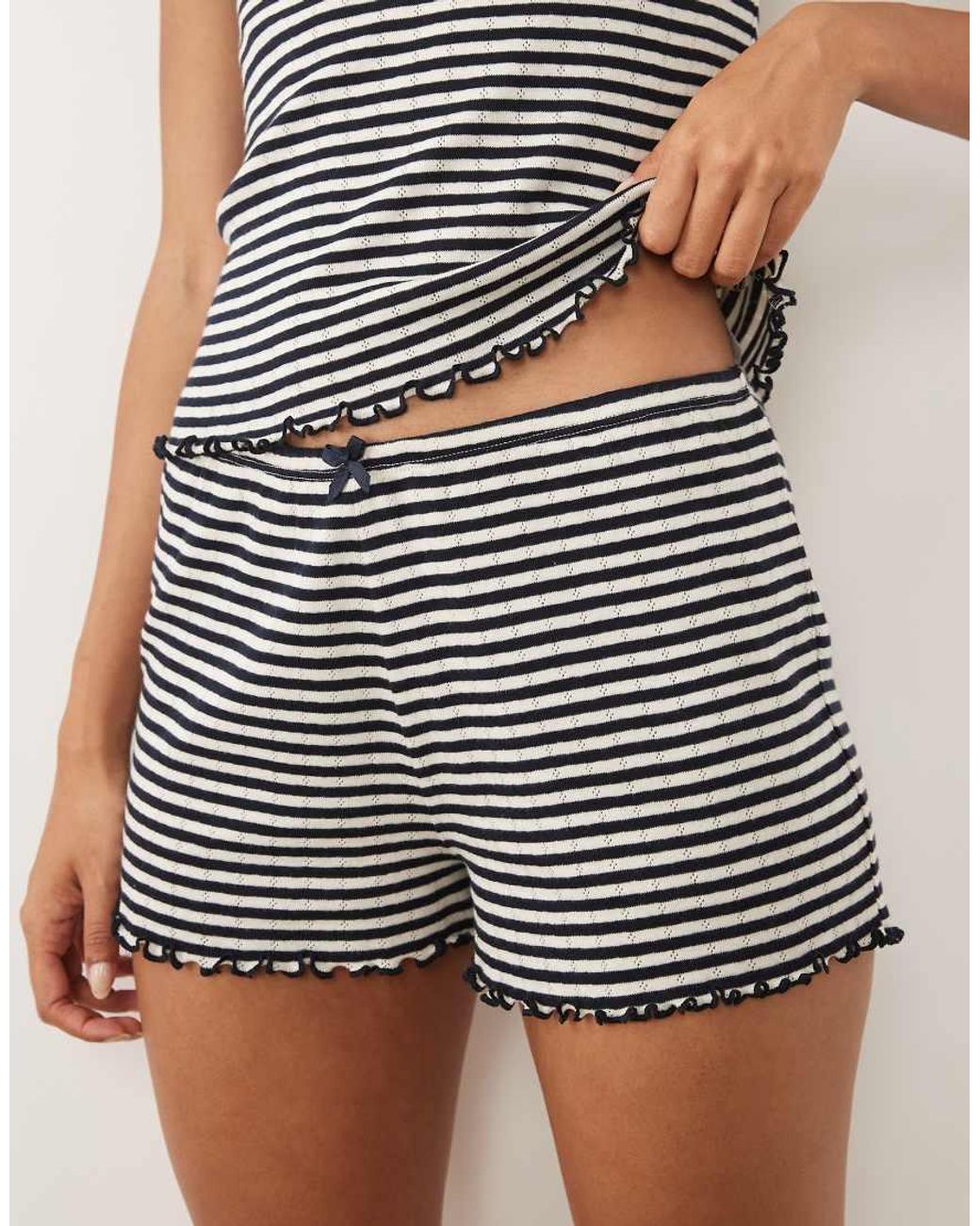 ASOS Gray Striped Pointelle Pajama Shorts