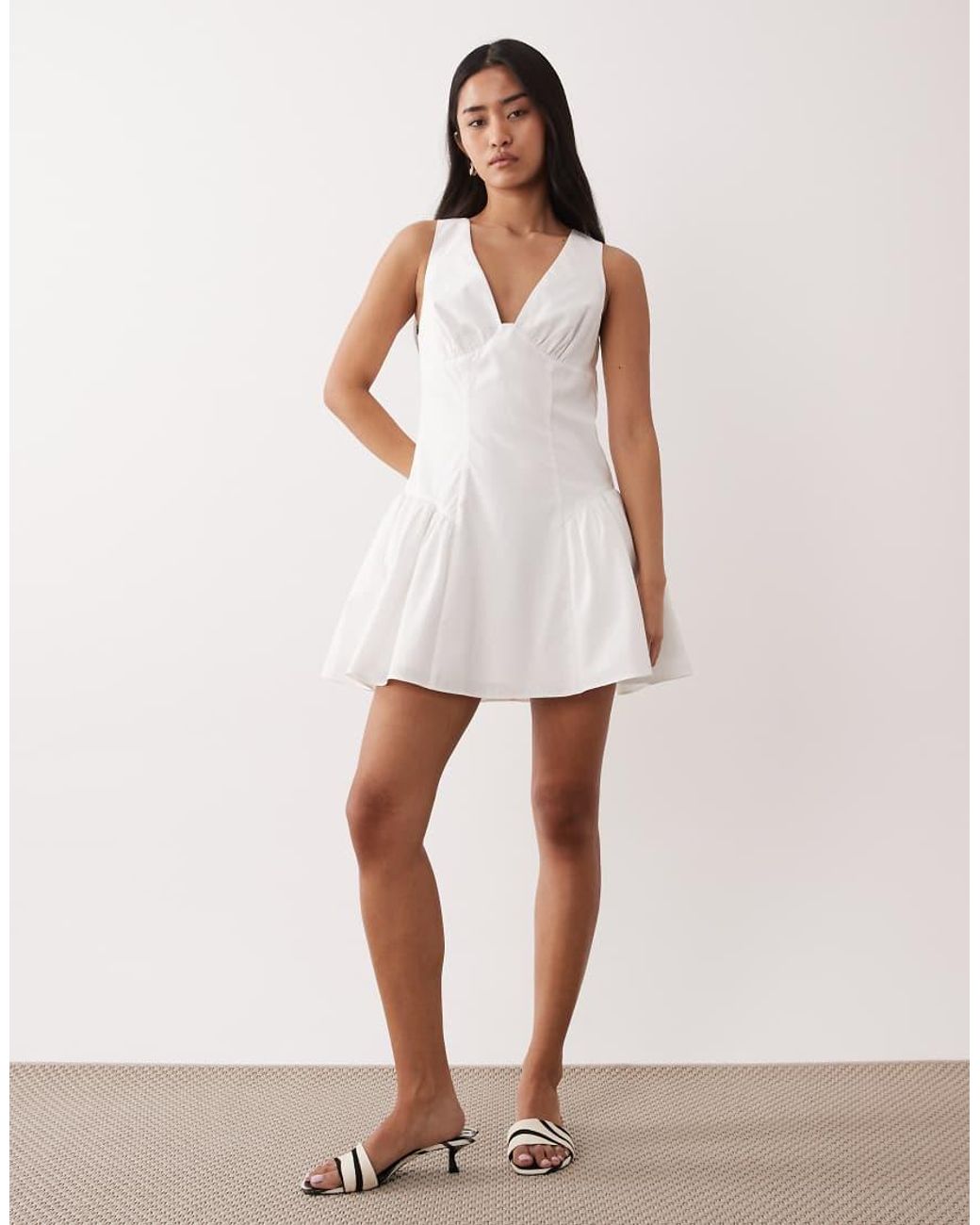 Nia Natural Highland V Neck Mini Dress