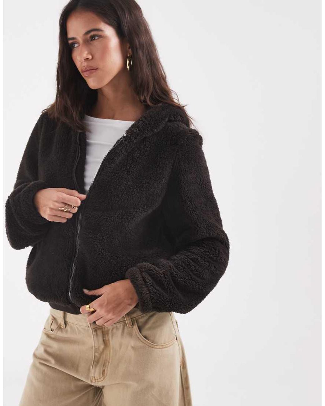 ONLY Black Hooded Teddy Jacket