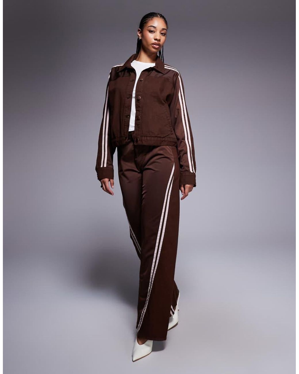 River Island Brown Striped Detail Denim Jacket