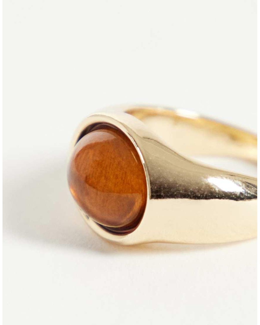ASOS Natural Ring With Oval Amber Stone Set
