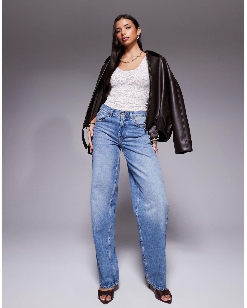 GOOD AMERICAN Blue – body aus elastischer spitze