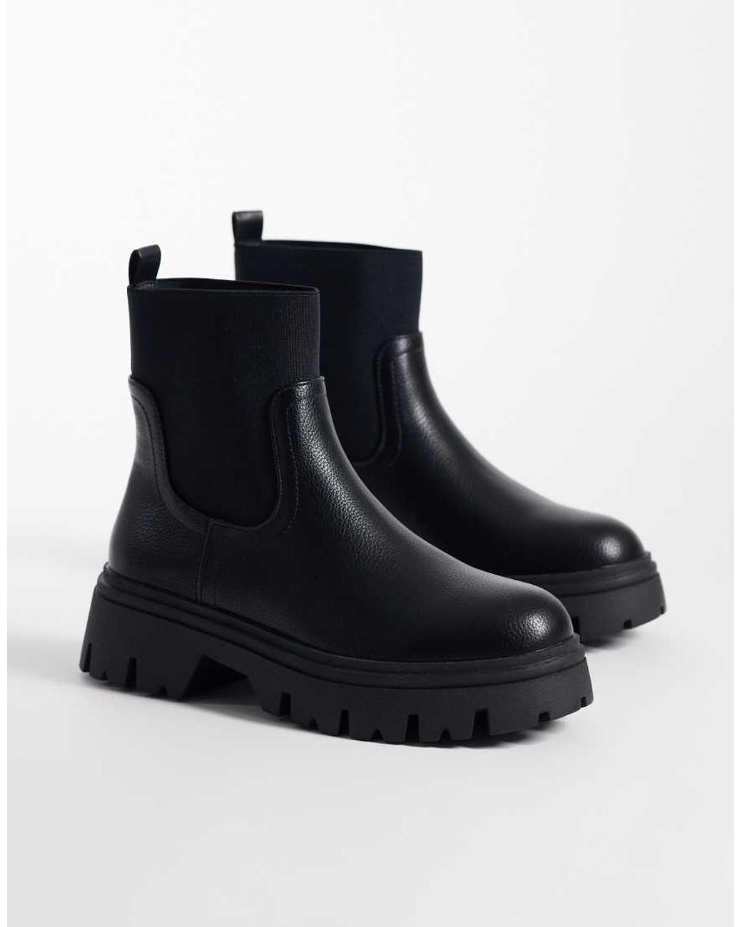 SEQWL Black Twirl Chunky Chelsea Boots