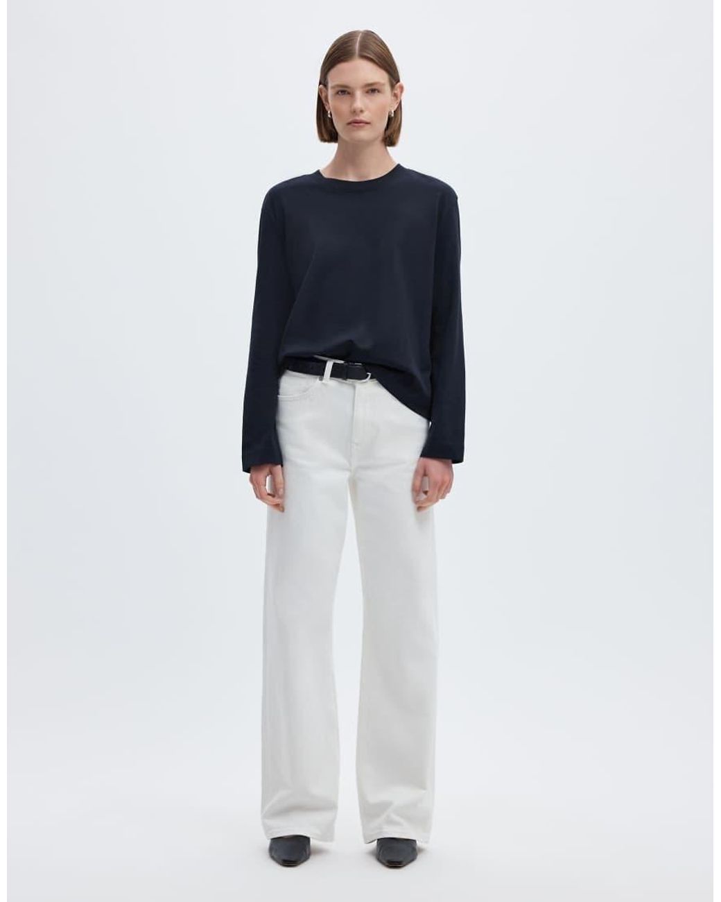 SELECTED Blue Essential Boxy Fit Crew Neck Long Sleeve T-shirt