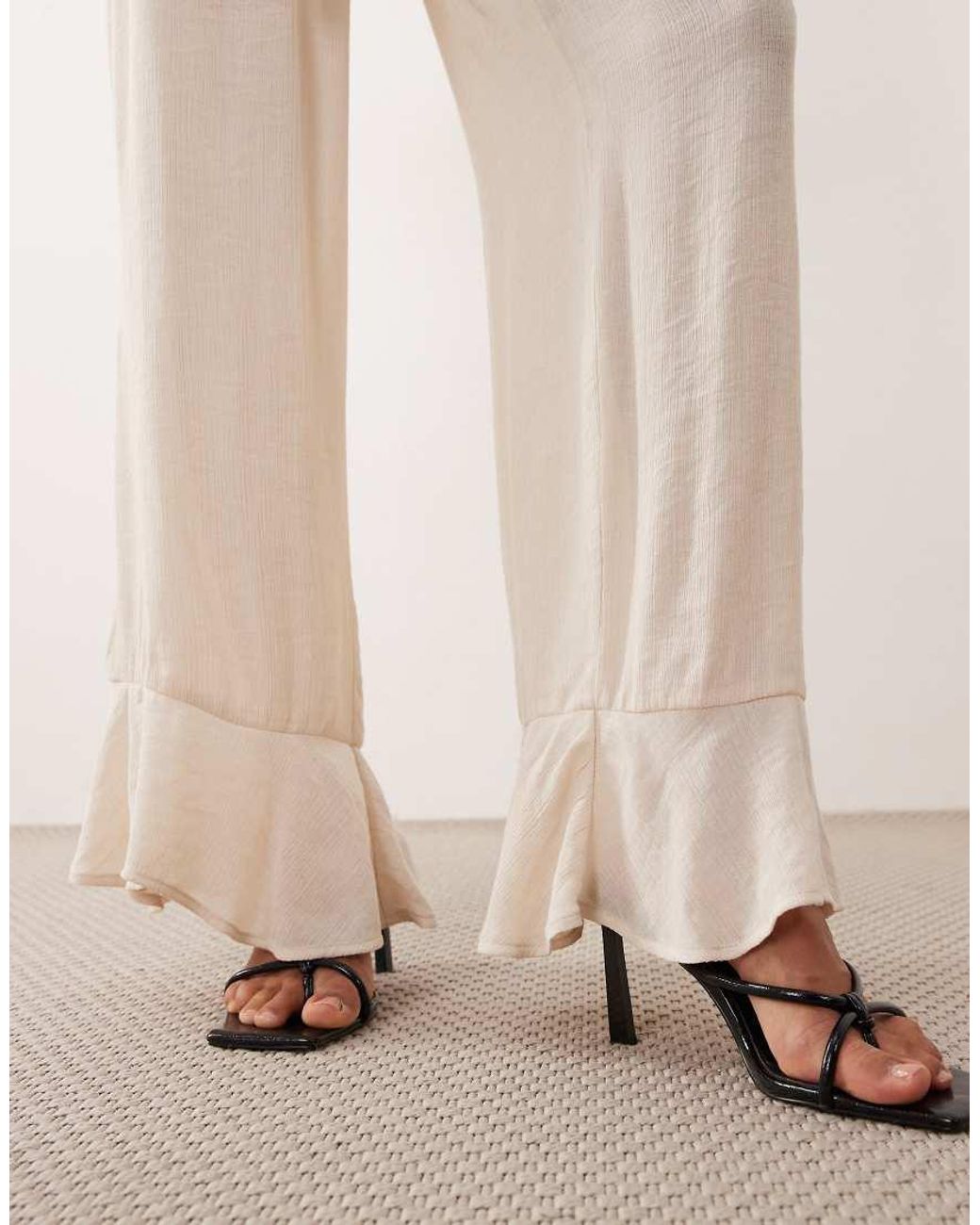 Monki Natural Crinkle Wide Leg Trousers